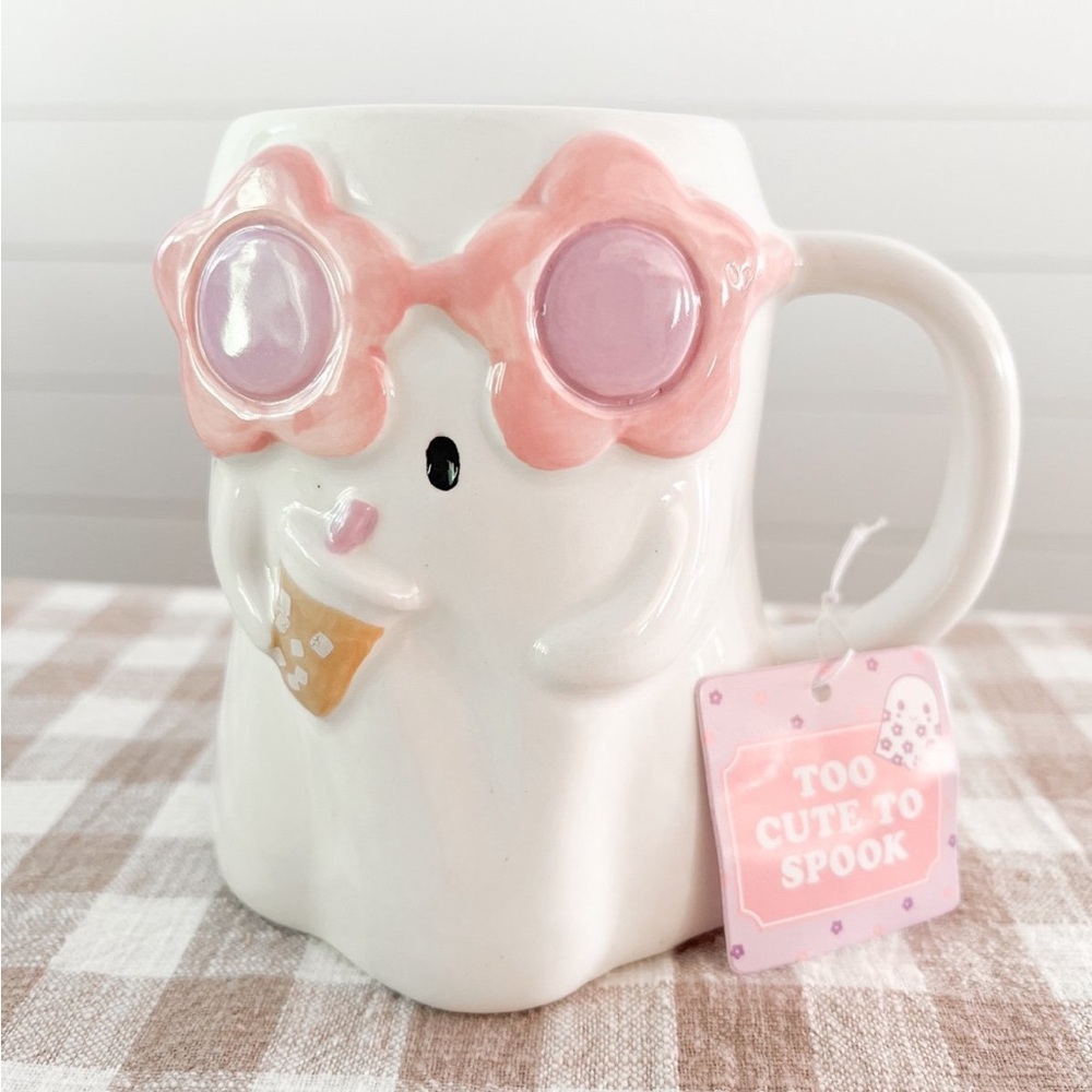 Sunday Morning Ceramics Ghost with Sunglasses and Coffee Mug